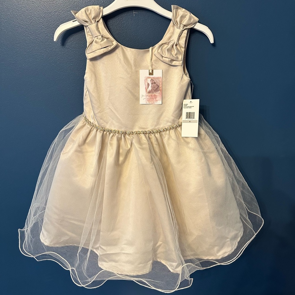 Jessica Simpson Cream Dress with Jewel Waist